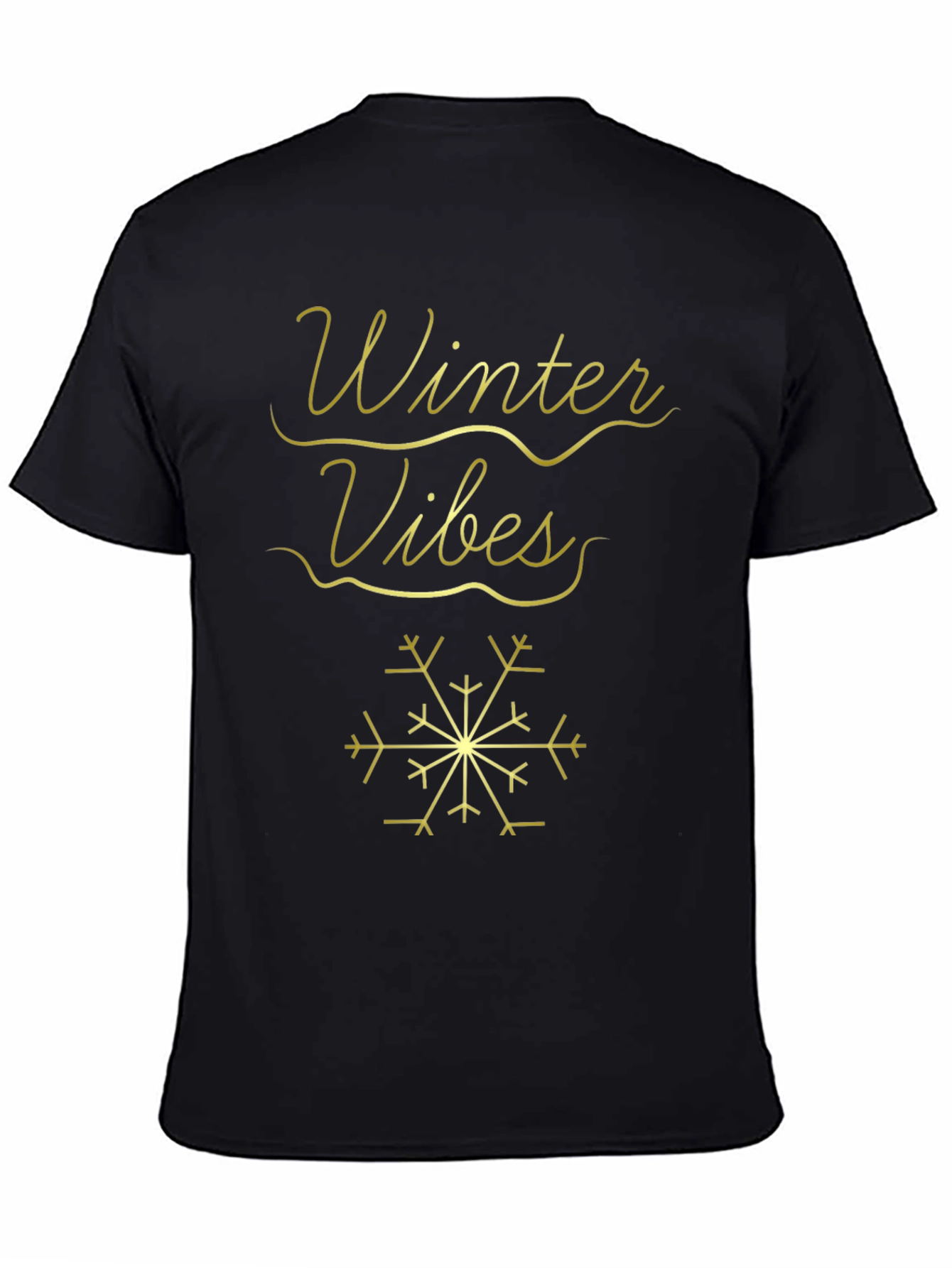 Winter Vibes T-Shirt - Black with Gold Design