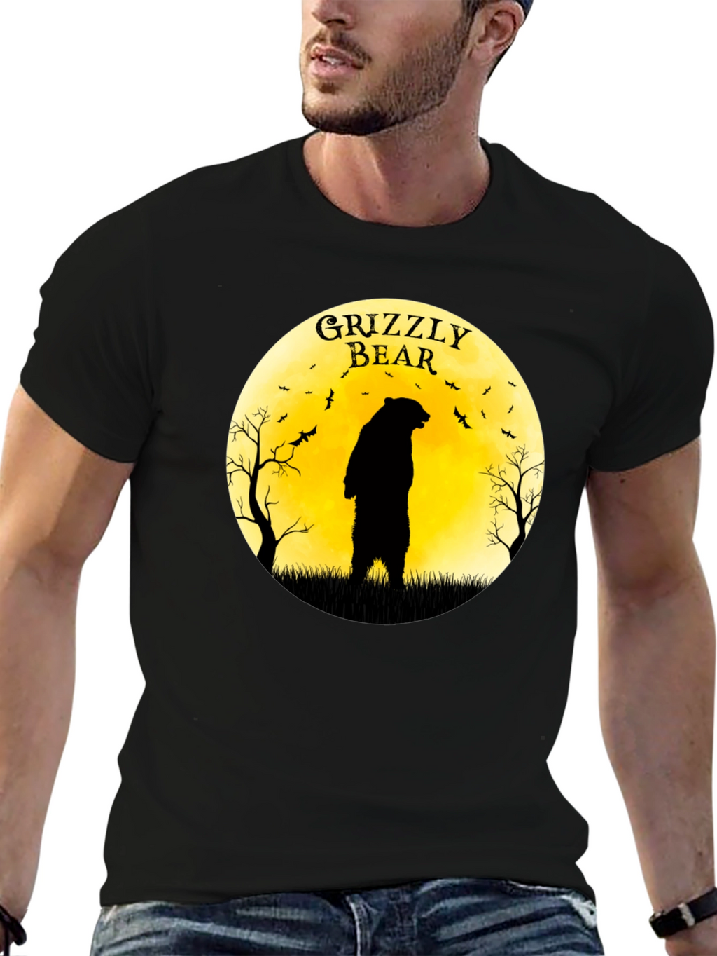 Grizzly Bear Moon Graphic T-Shirt