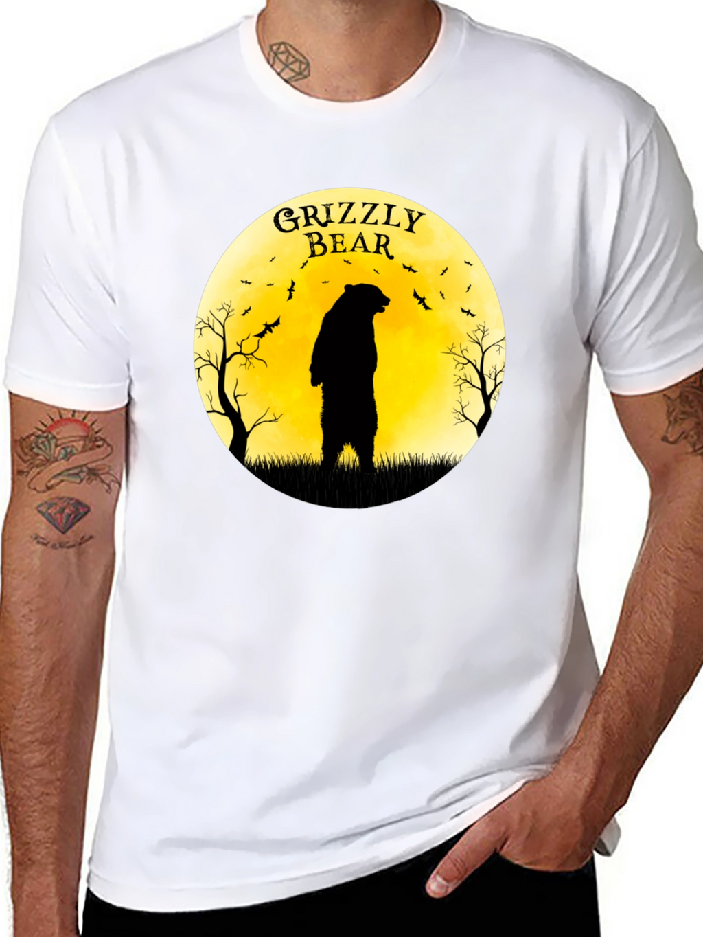 Grizzly Bear Moon Graphic T-Shirt