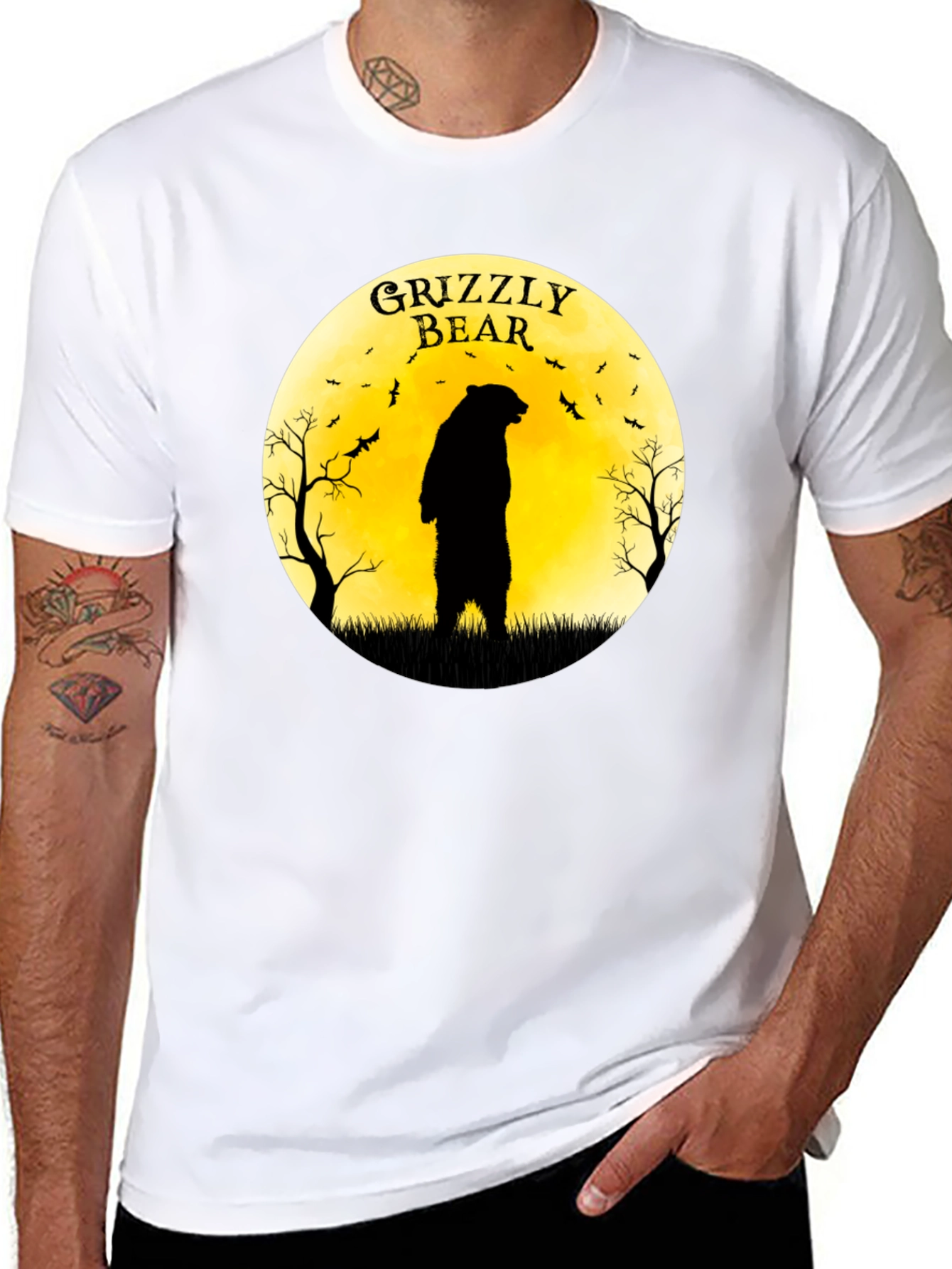Grizzly Bear Moon Graphic T-Shirt