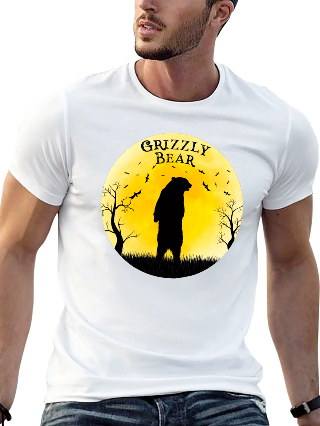 Grizzly Bear Moon Graphic T-Shirt