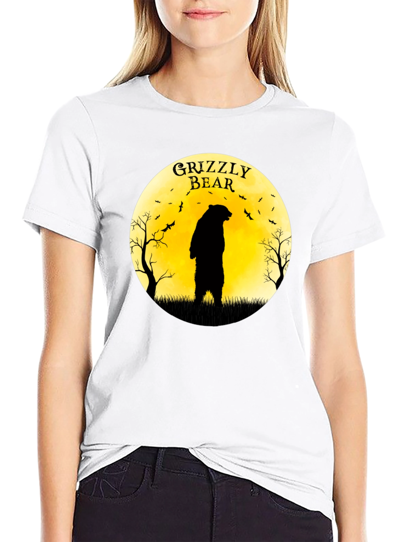 Grizzly Bear Moon Graphic T-Shirt