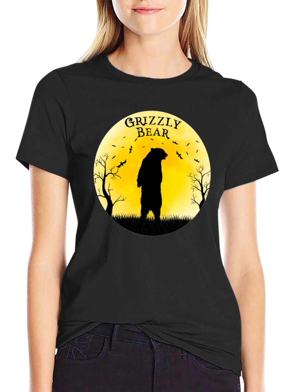 Grizzly Bear Moon Graphic T-Shirt