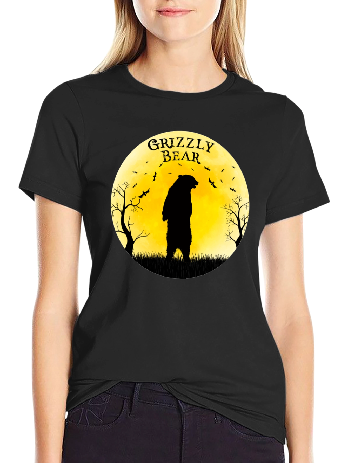 Grizzly Bear Moon Graphic T-Shirt