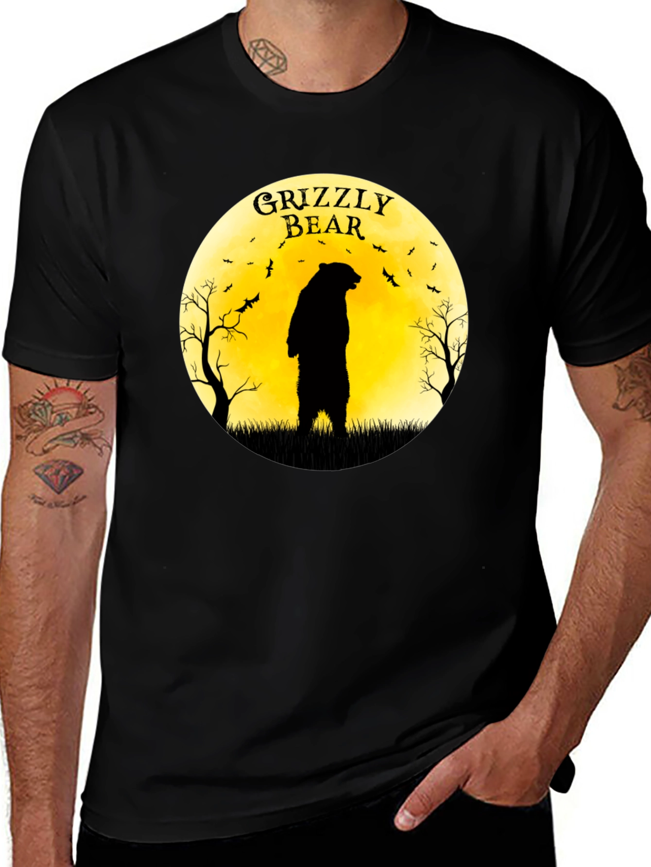 Grizzly Bear Moon Graphic T-Shirt