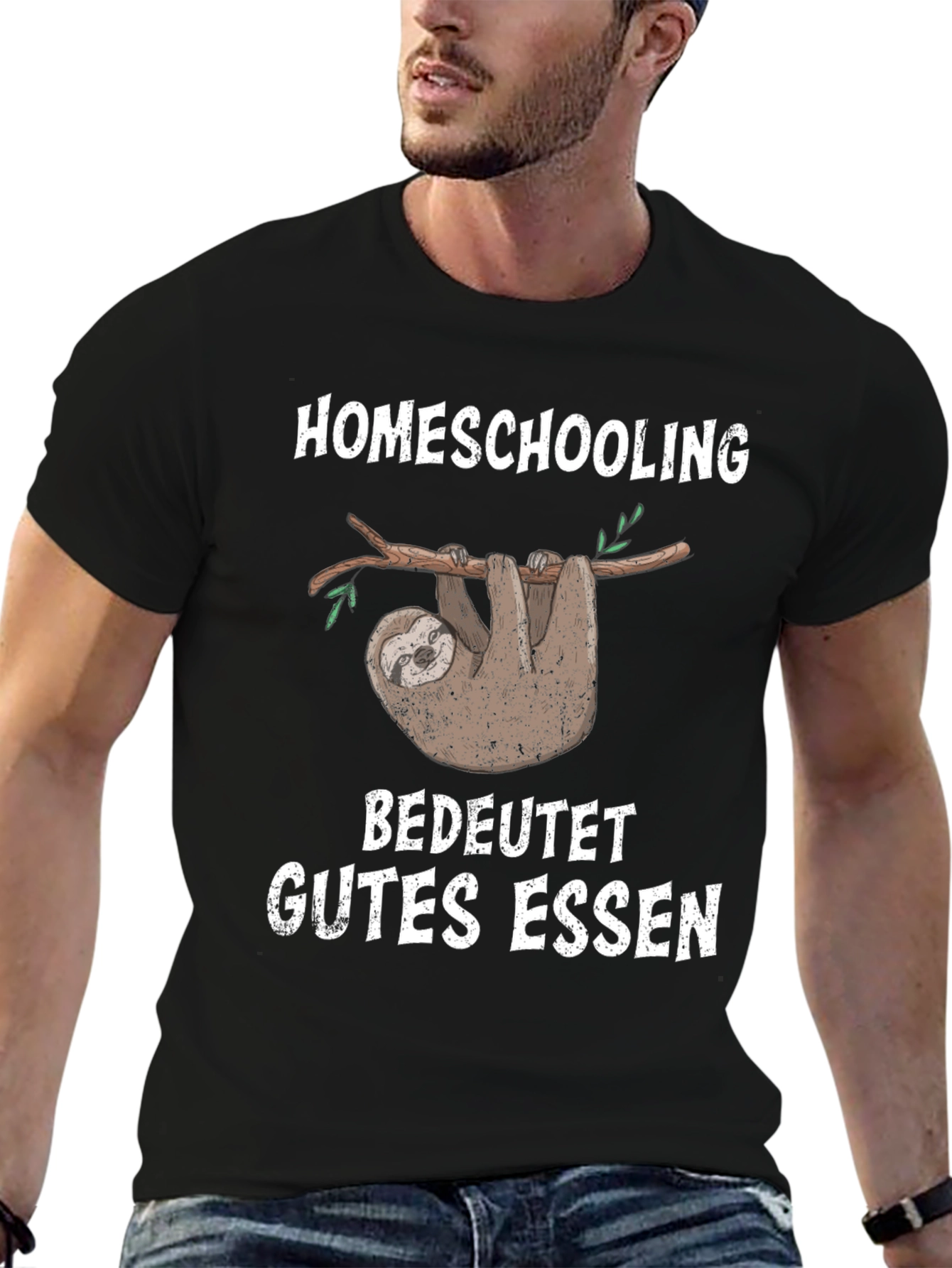 Homeschooling Good Food Sloth Graphic T-Shirt