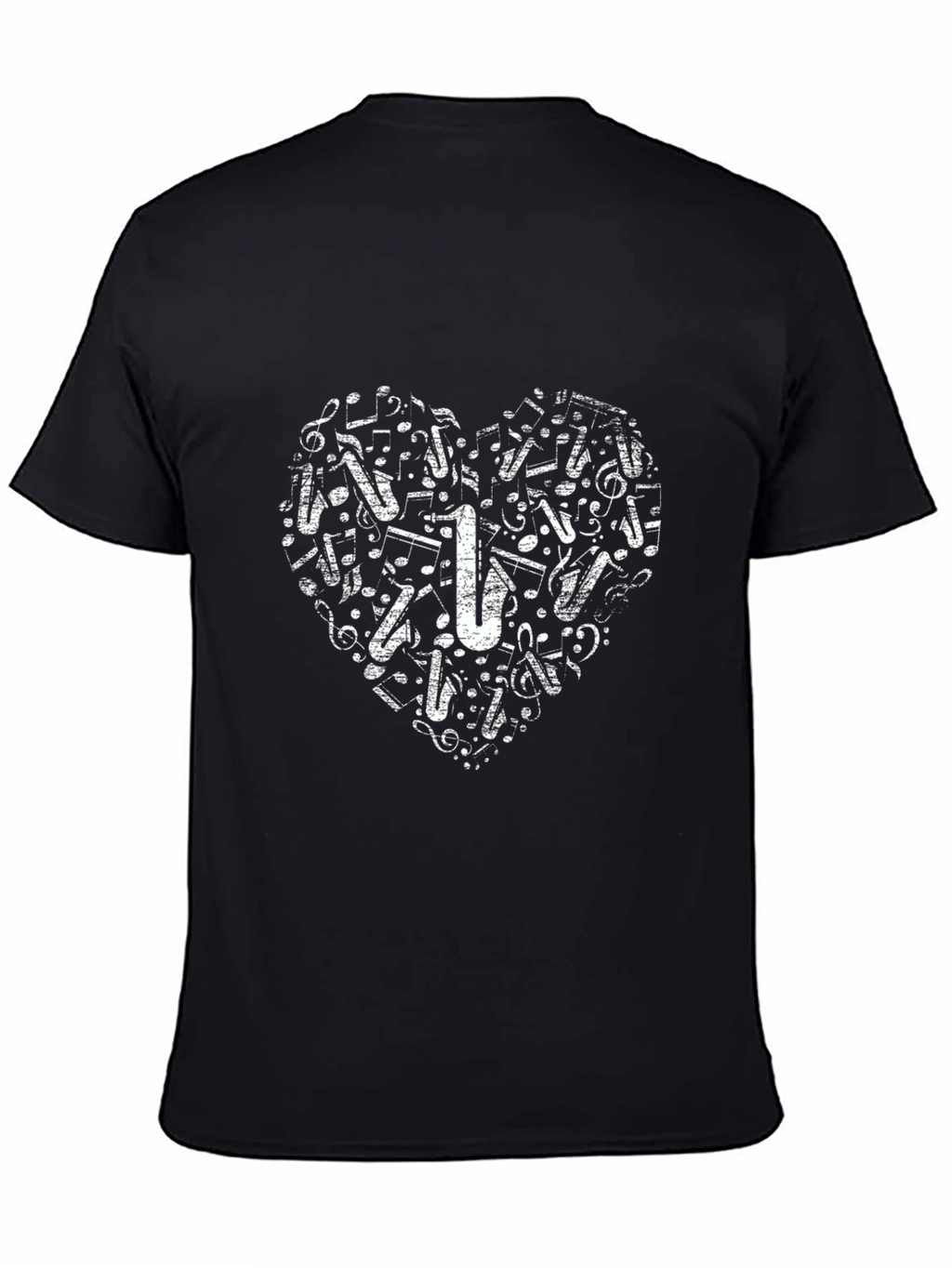 Music Heart Saxophone T-Shirt - Black Cotton Tee