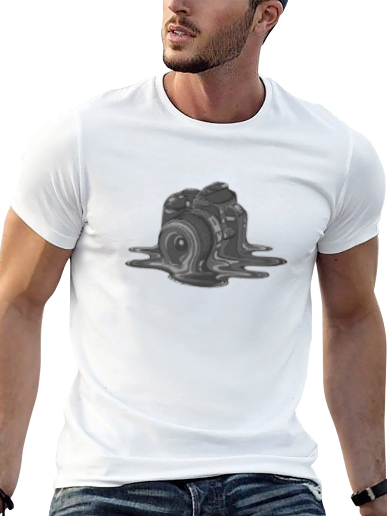 Melting Camera Graphic Tee - Unique Design