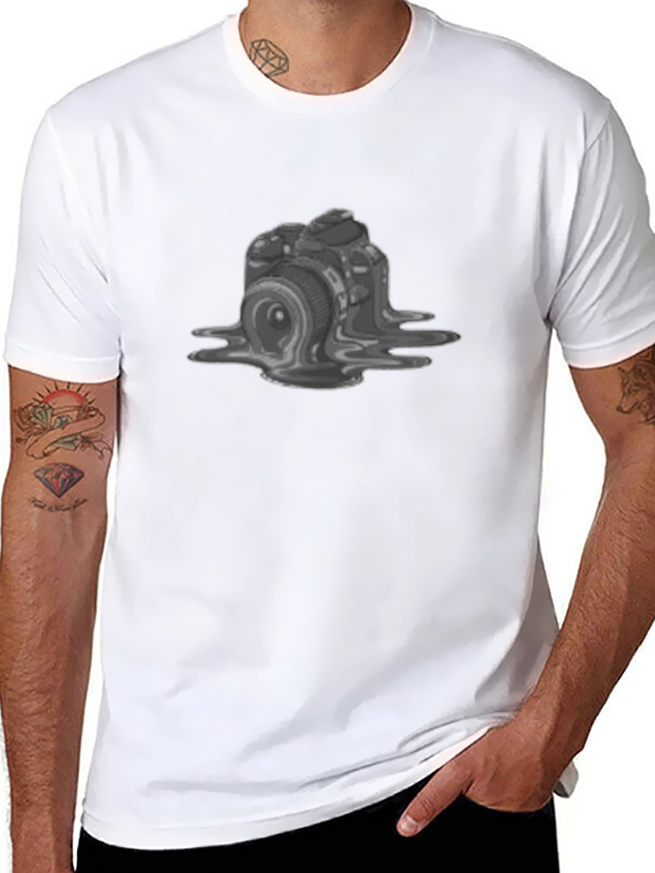 Melting Camera Graphic Tee - Unique Design