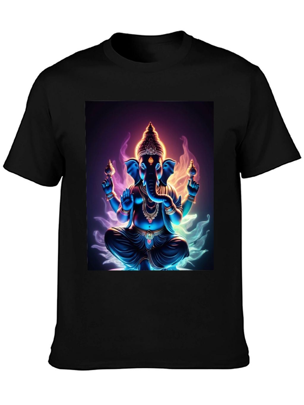 Ganesh Graphic Tee - Spiritual Print Black T-Shirt
