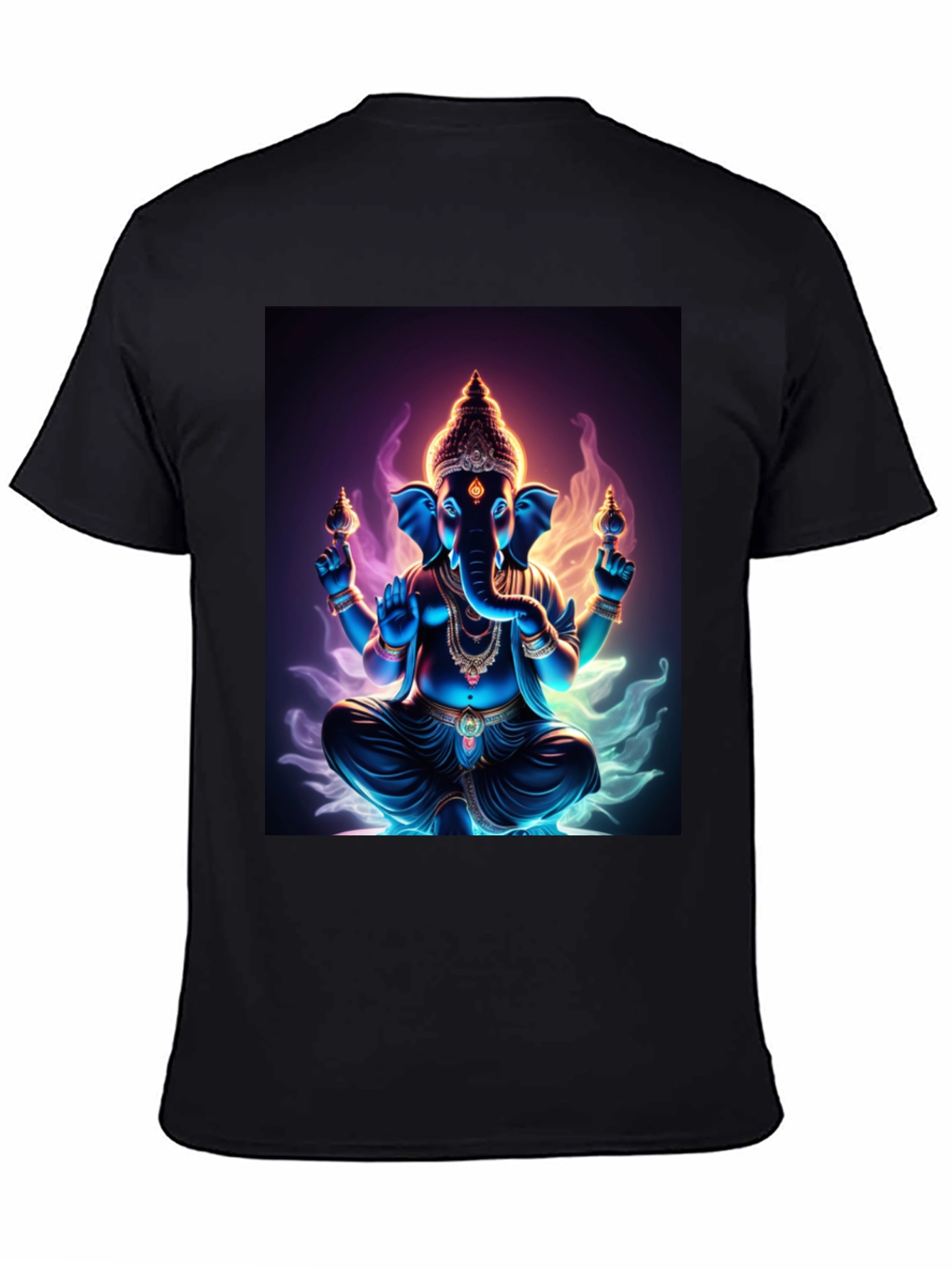 Ganesh Graphic Tee - Spiritual Print Black T-Shirt