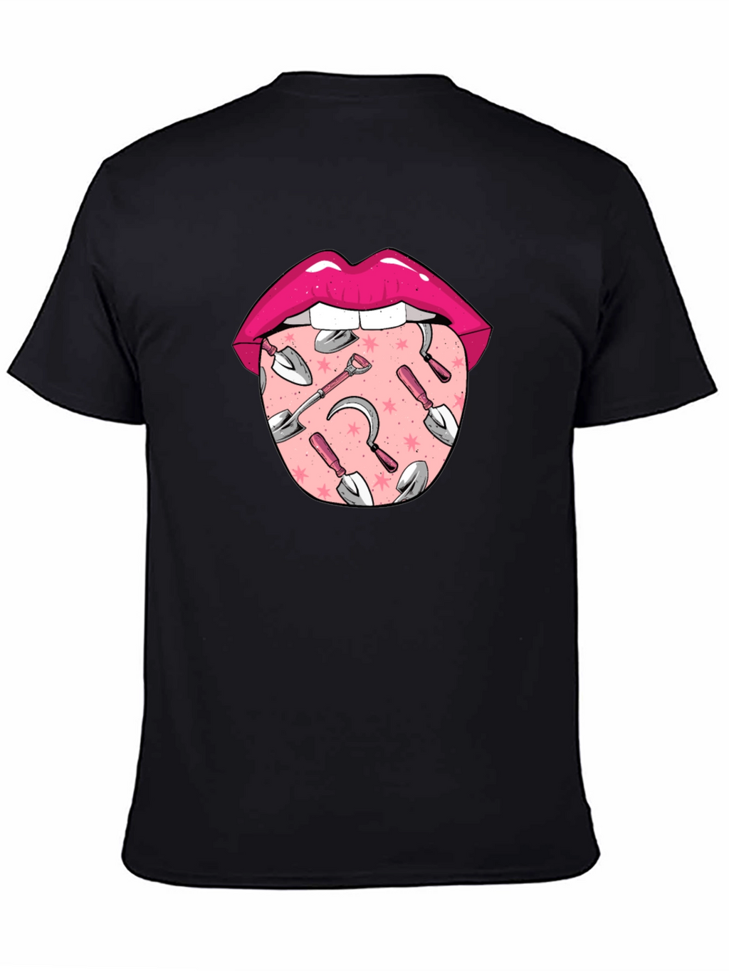 Gardening Tongue Graphic Tee - Black Unisex
