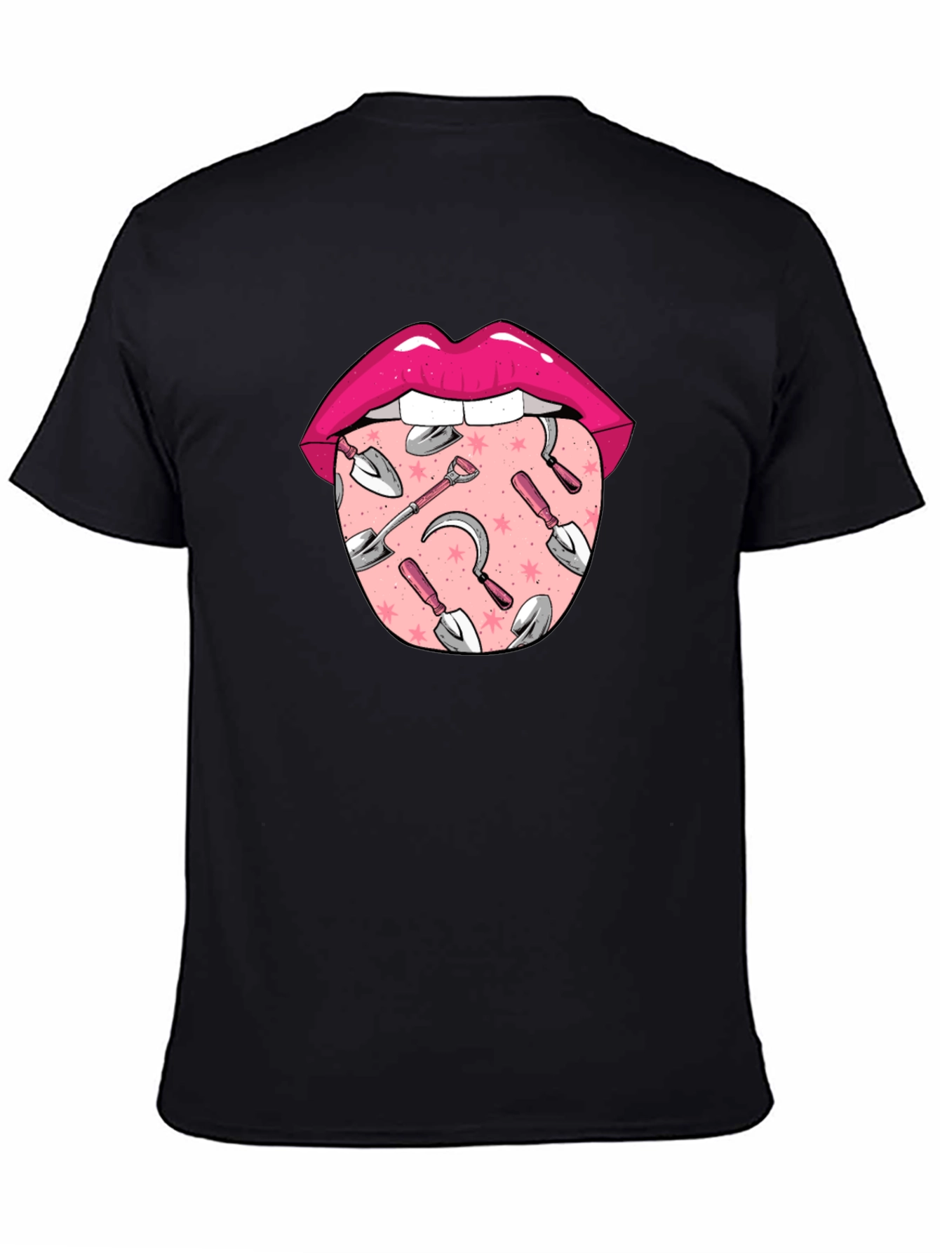 Gardening Tongue Graphic Tee - Black Unisex