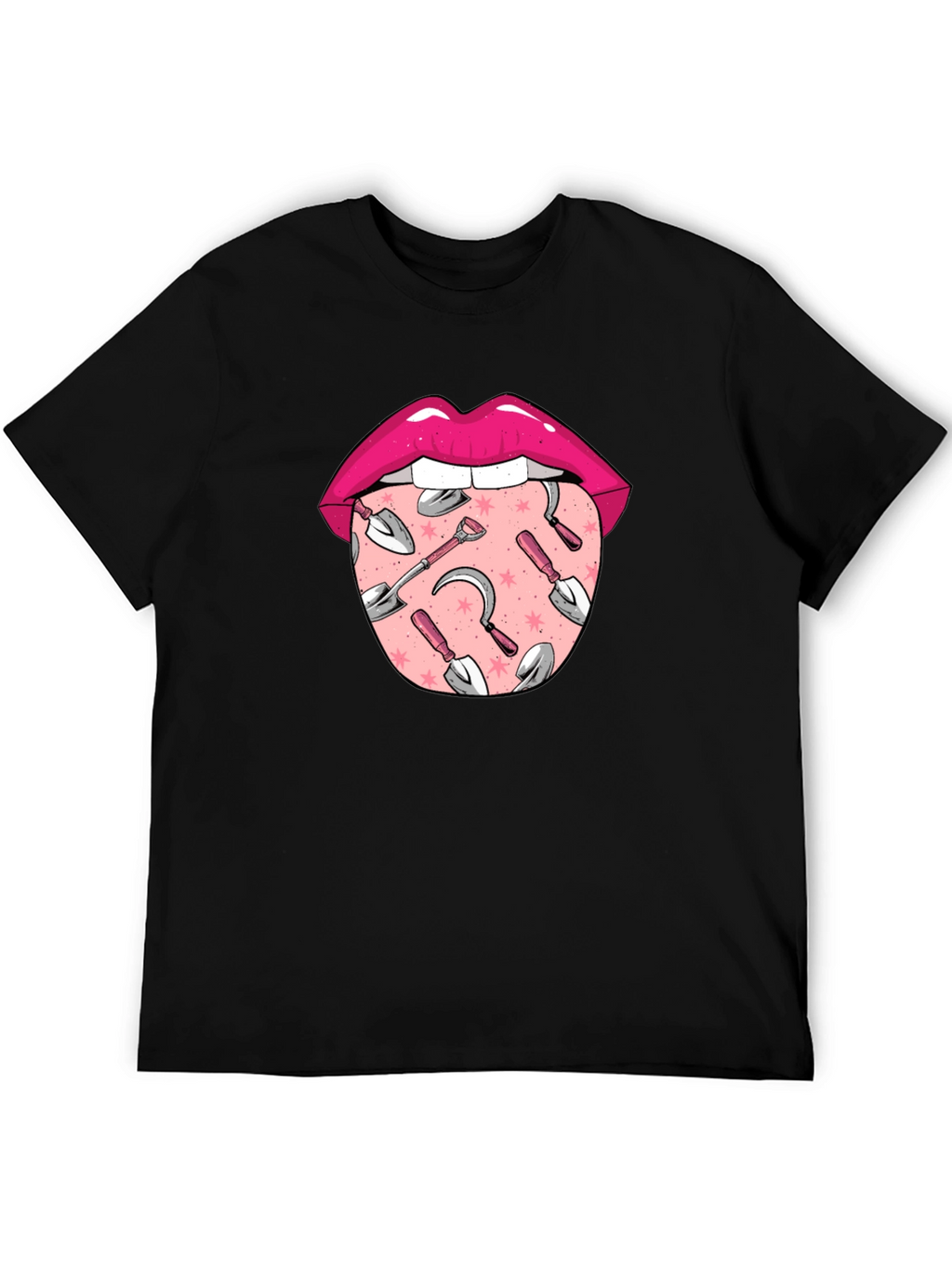 Gardening Tongue Graphic Tee - Black Unisex