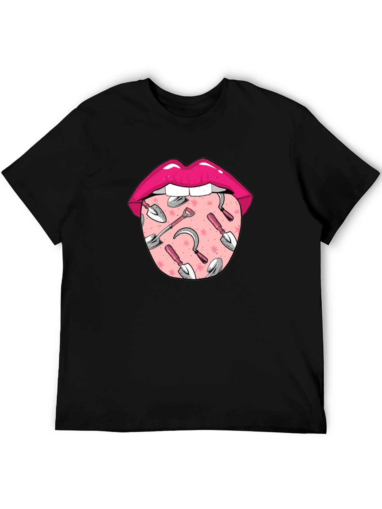 Gardening Tongue Graphic Tee - Black Unisex