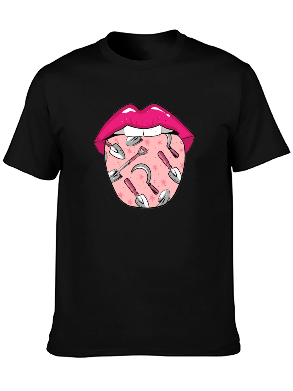 Gardening Tongue Graphic Tee - Black Unisex