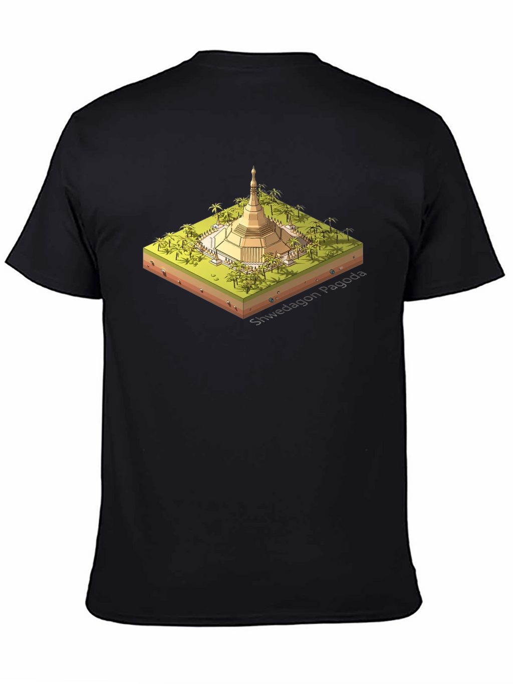 Shwedagon Pagoda Graphic Tee - Black Cotton