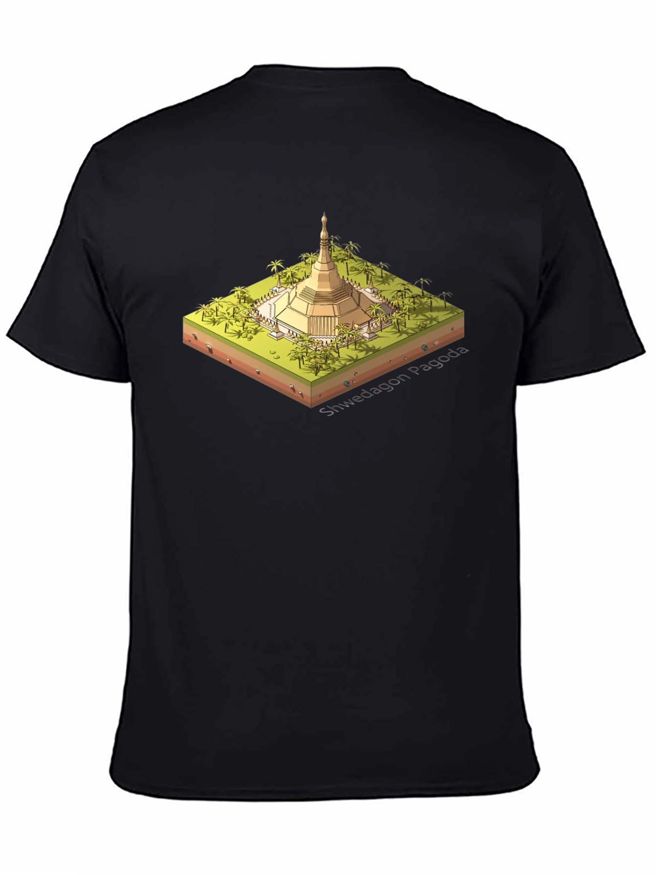 Shwedagon Pagoda Graphic Tee - Black Cotton