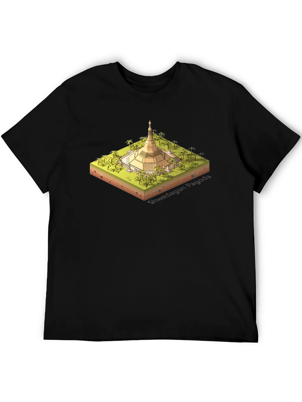 Shwedagon Pagoda Graphic Tee - Black Cotton
