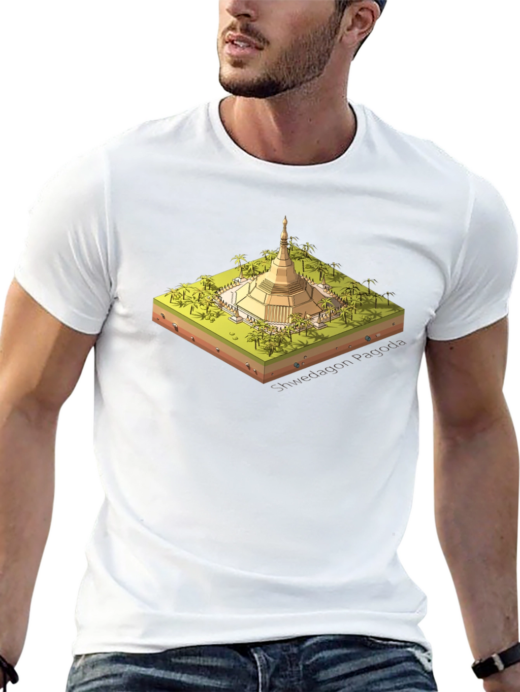 Shwedagon Pagoda Graphic Tee - Black Cotton