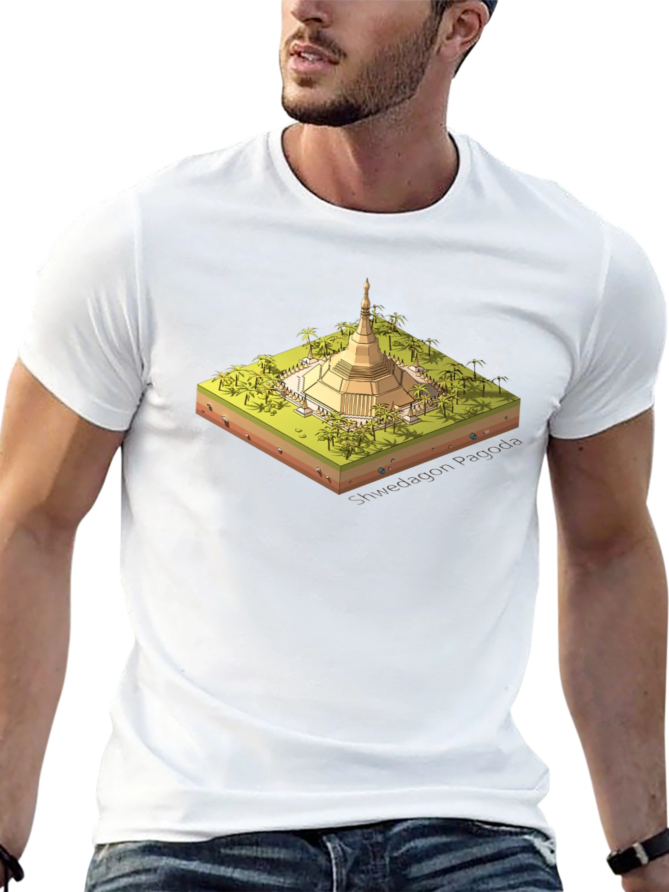 Shwedagon Pagoda Graphic Tee - Black Cotton