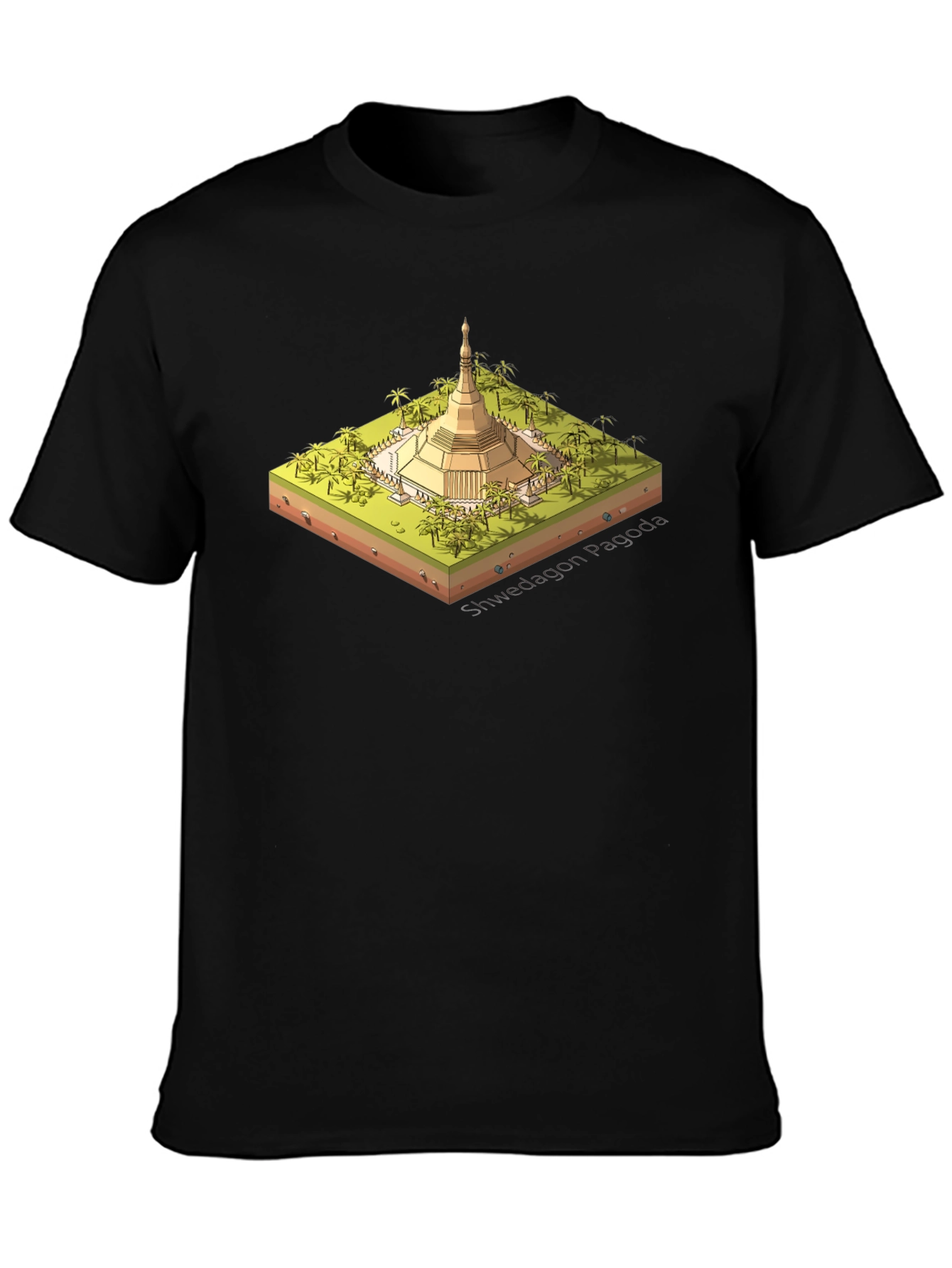Shwedagon Pagoda Graphic Tee - Black Cotton