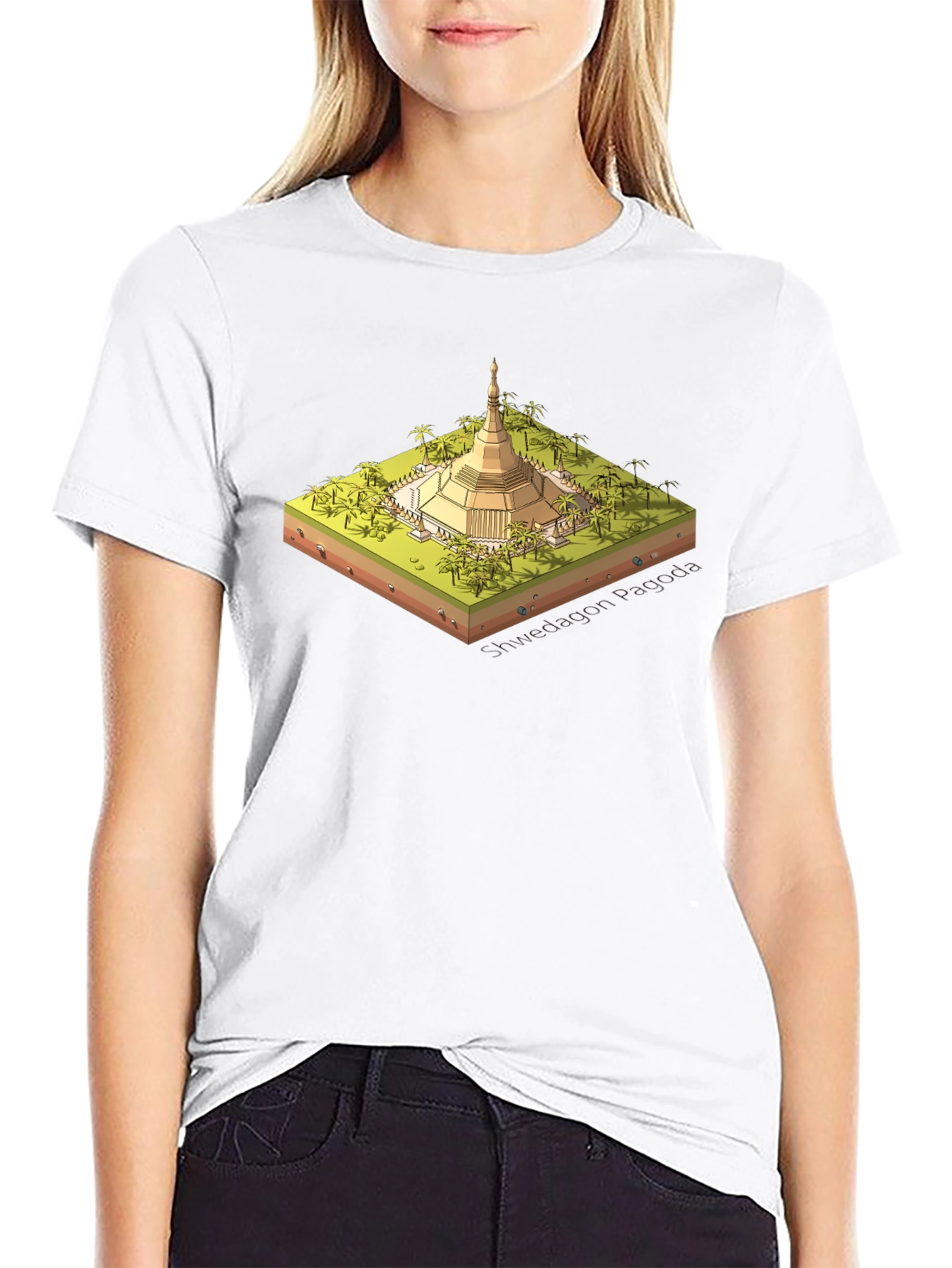 Shwedagon Pagoda Graphic Tee - Black Cotton