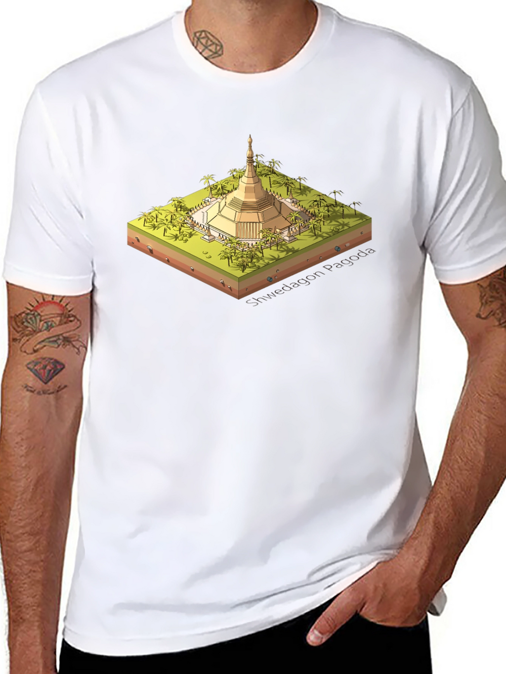 Shwedagon Pagoda Graphic Tee - Black Cotton