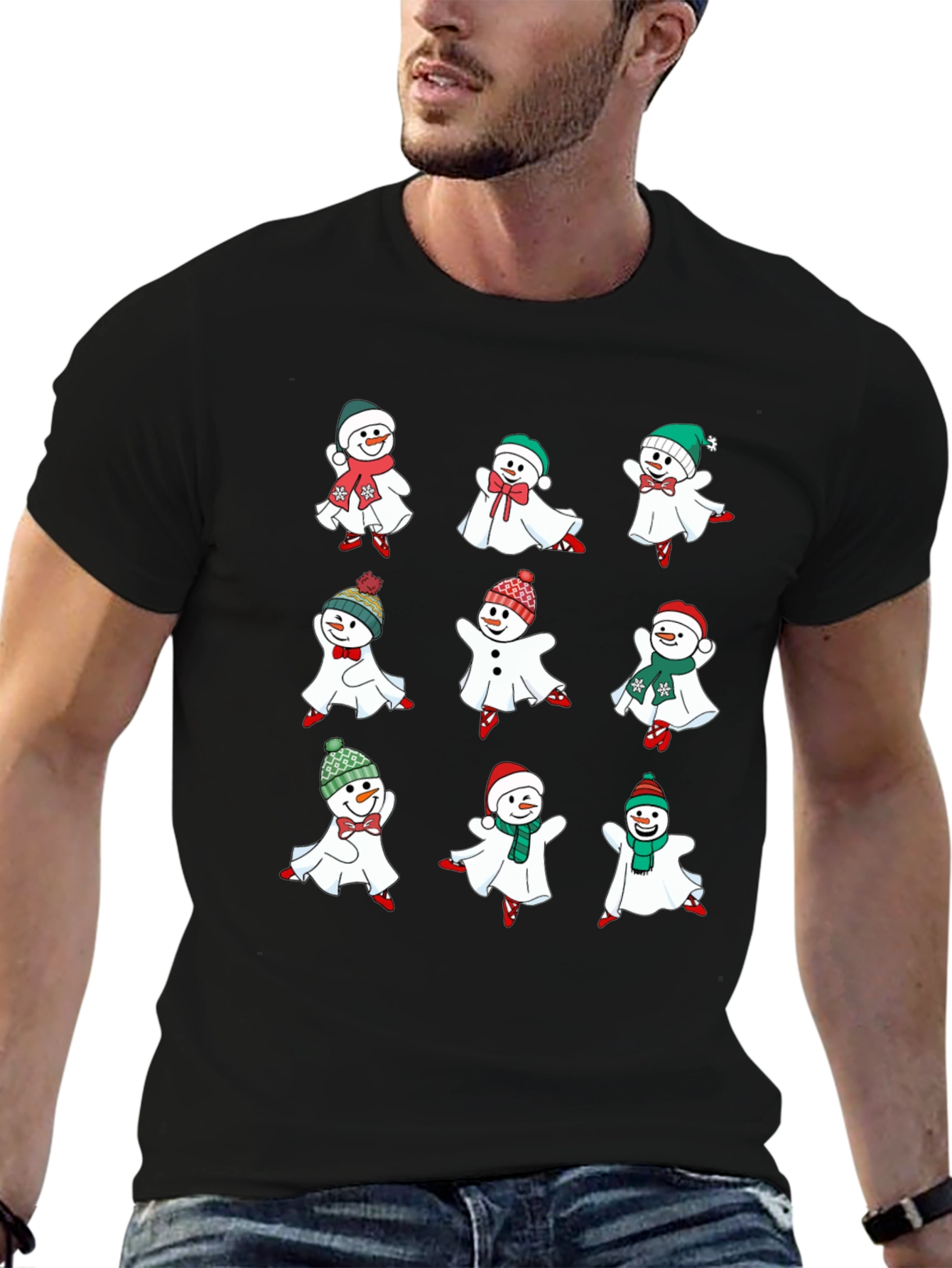 Festive Snowman Ghost Graphic Tee