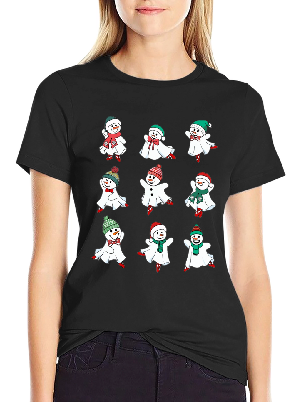 Festive Snowman Ghost Graphic Tee
