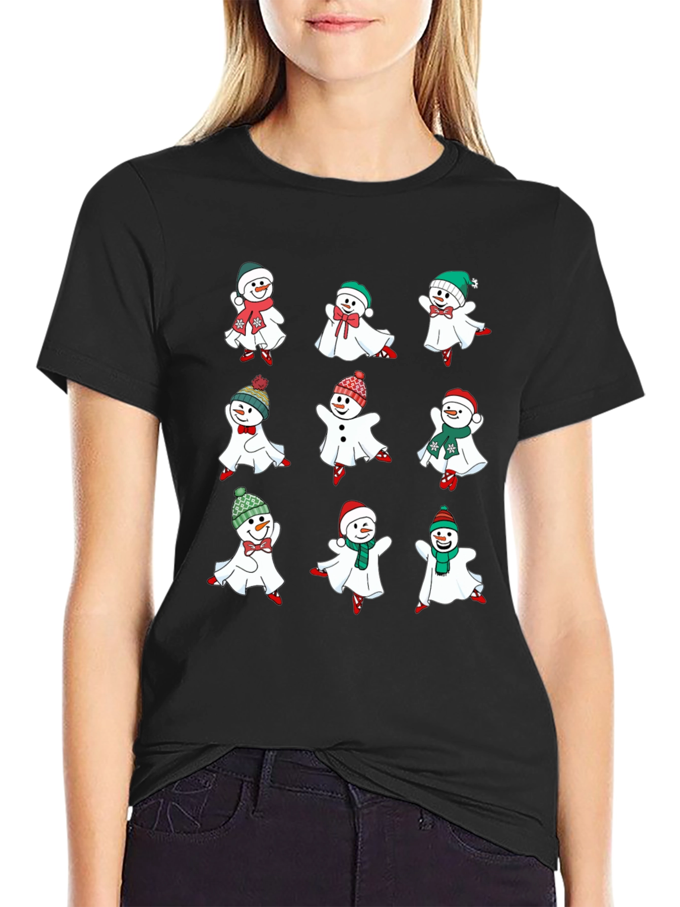 Festive Snowman Ghost Graphic Tee