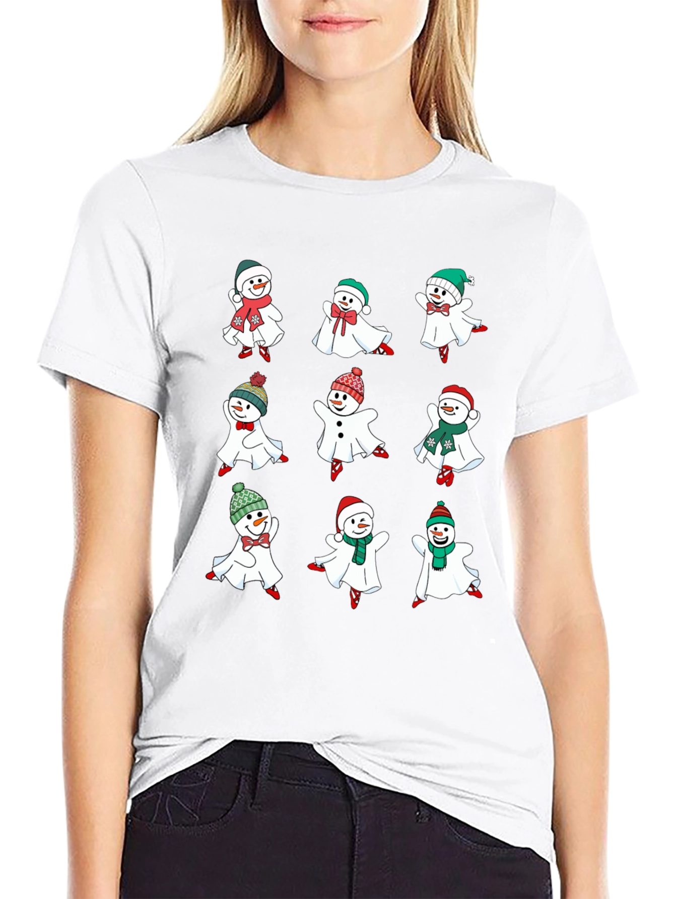 Festive Snowman Ghost Graphic Tee