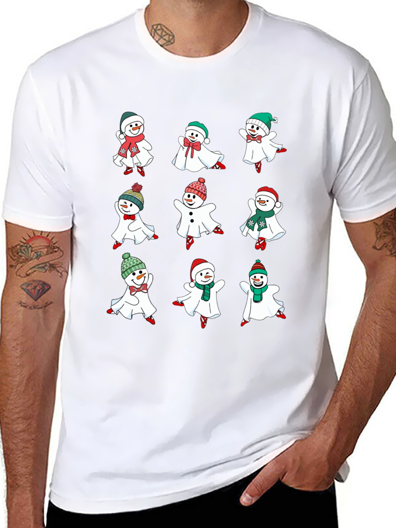 Festive Snowman Ghost Graphic Tee
