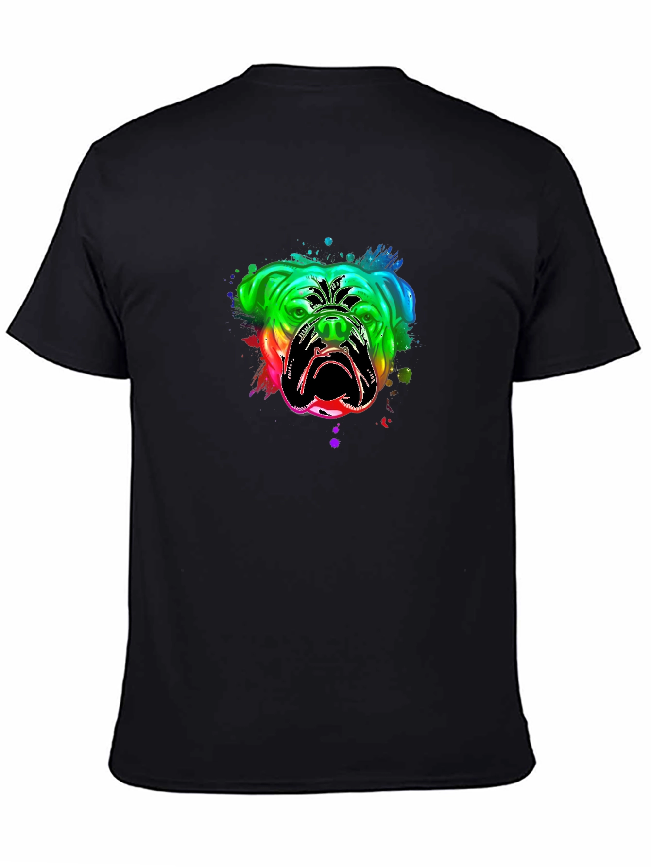 Bulldog Rainbow Graphic T-Shirt - Black