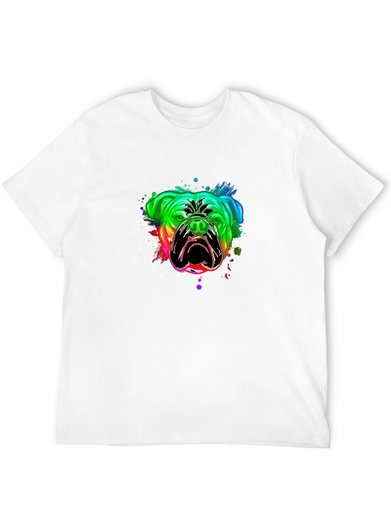 Bulldog Rainbow Graphic T-Shirt - Black