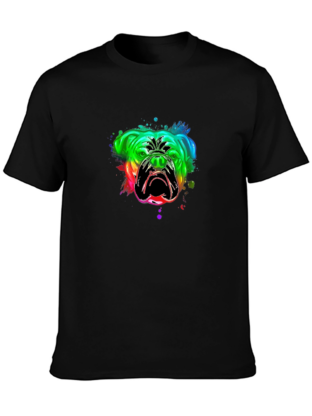Bulldog Rainbow Graphic T-Shirt - Black