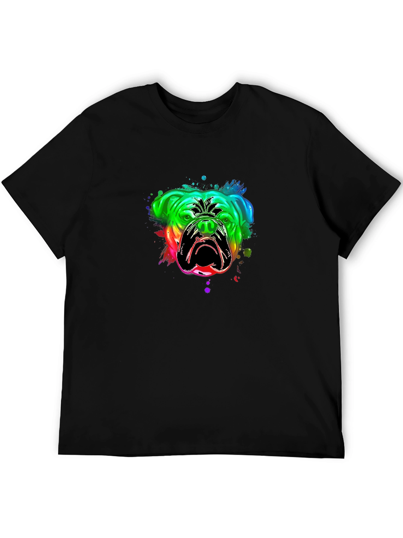 Bulldog Rainbow Graphic T-Shirt - Black