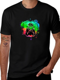 Bulldog Rainbow Graphic T-Shirt - Black
