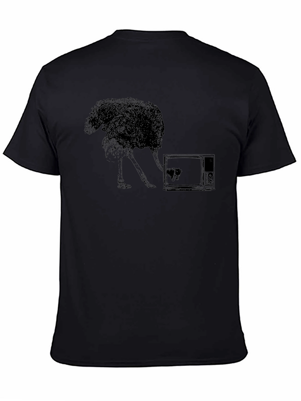 Ostrich TV Black T-Shirt - Unique Graphic Tee