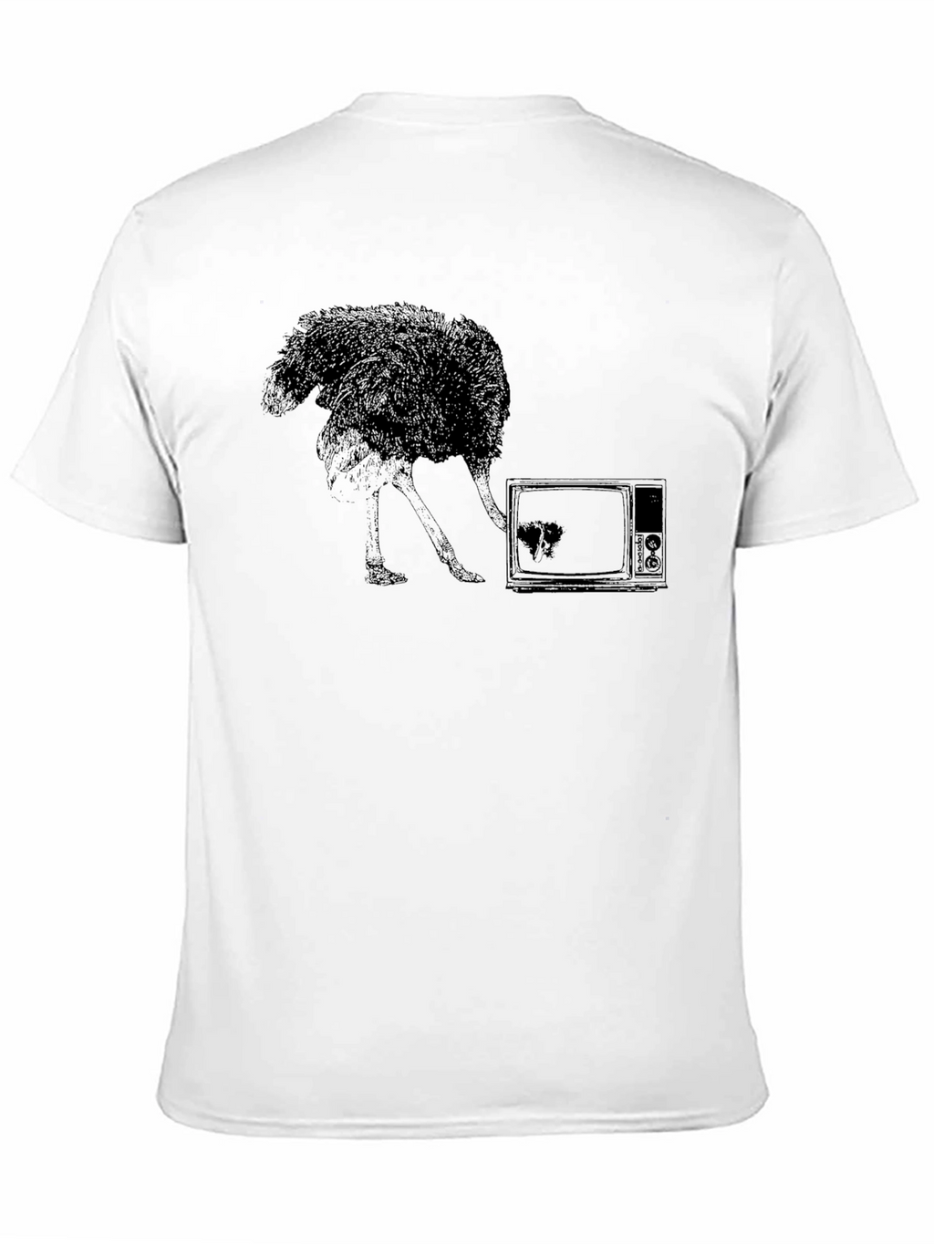 Ostrich TV Black T-Shirt - Unique Graphic Tee