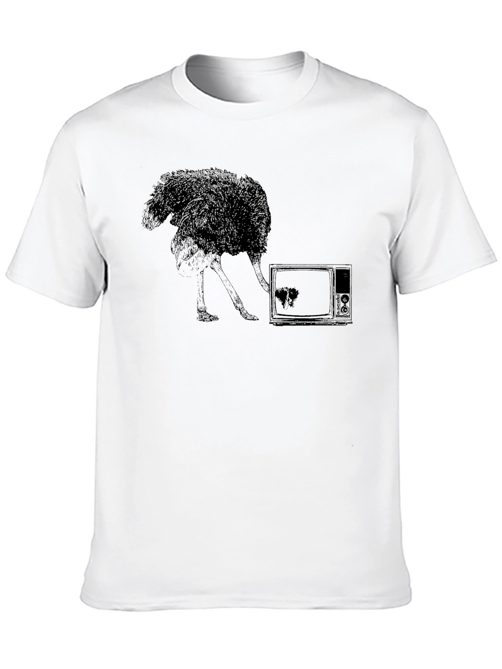 Ostrich TV Black T-Shirt - Unique Graphic Tee