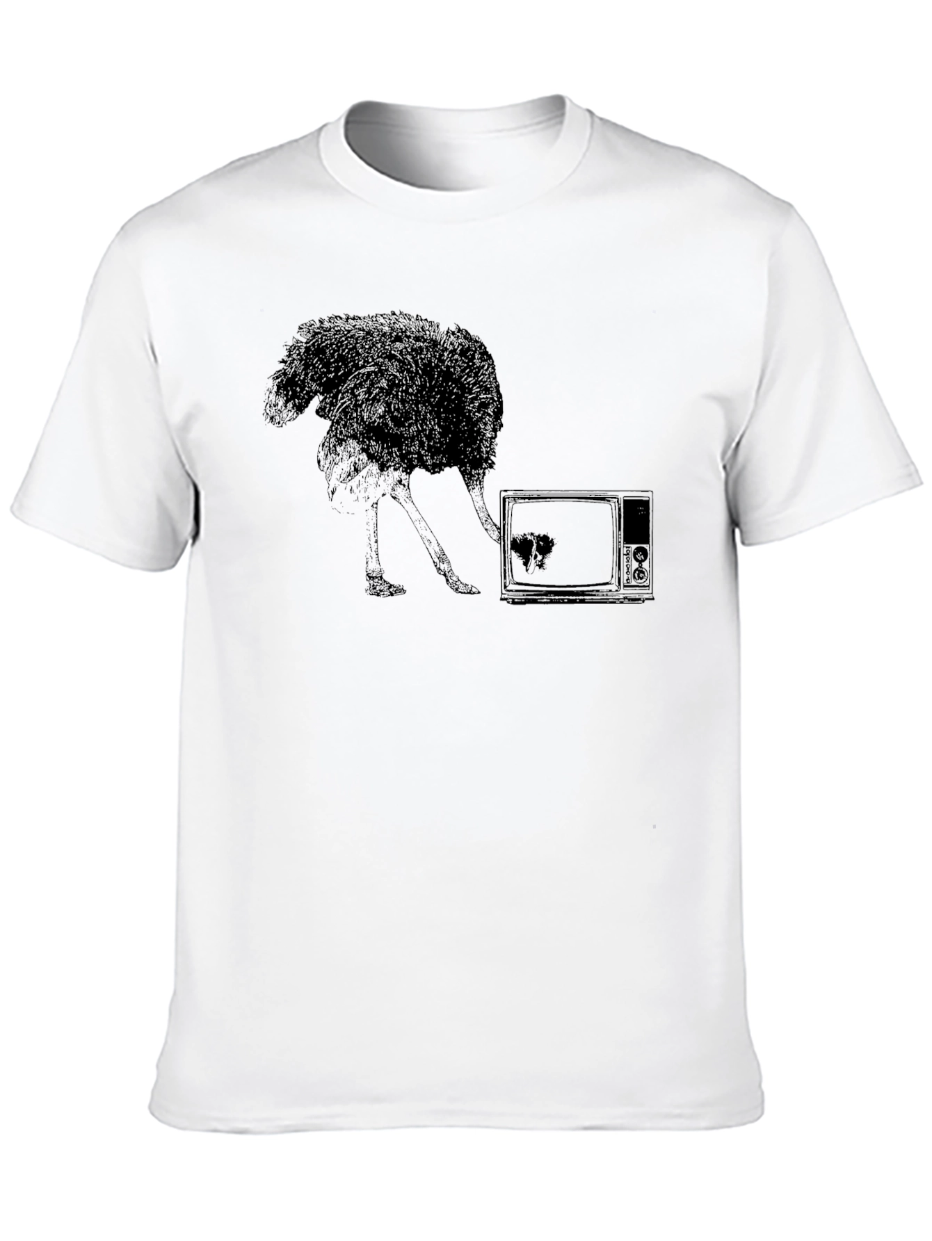 Ostrich TV Black T-Shirt - Unique Graphic Tee