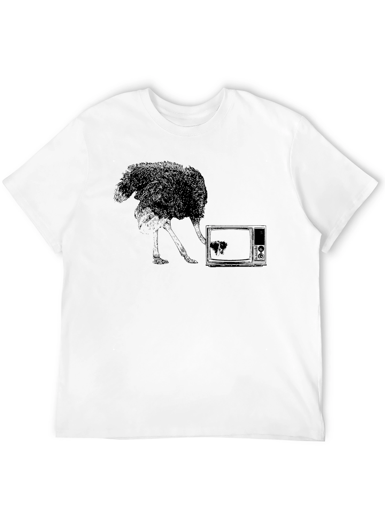 Ostrich TV Black T-Shirt - Unique Graphic Tee