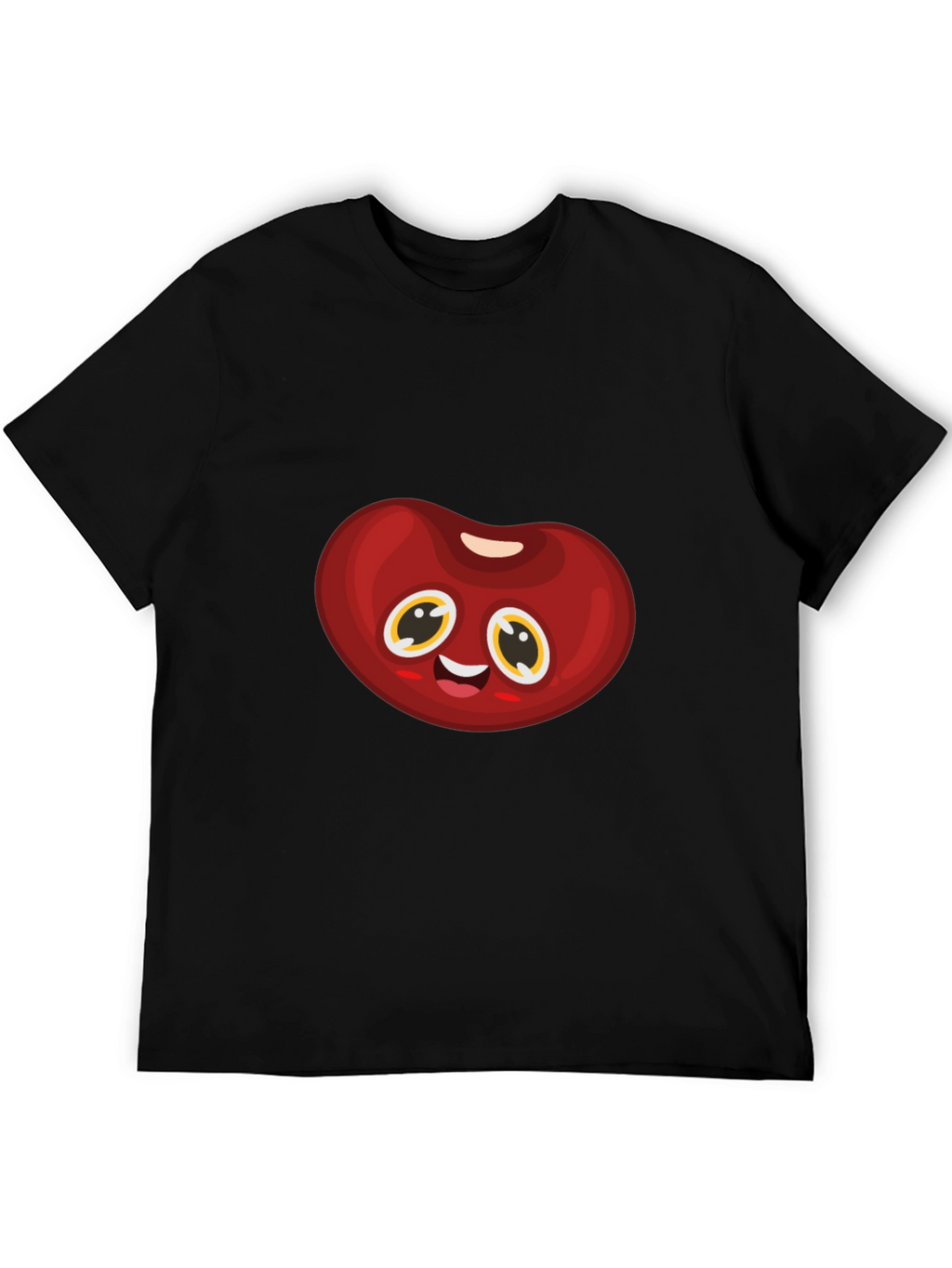 Cute Animated Bean Graphic Black T-Shirt