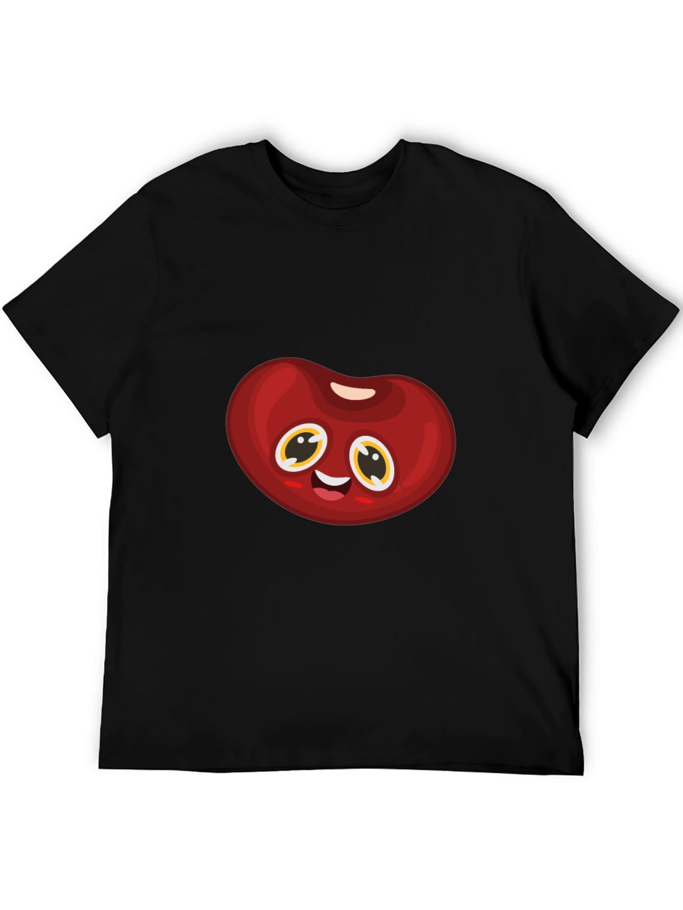 Cute Animated Bean Graphic Black T-Shirt