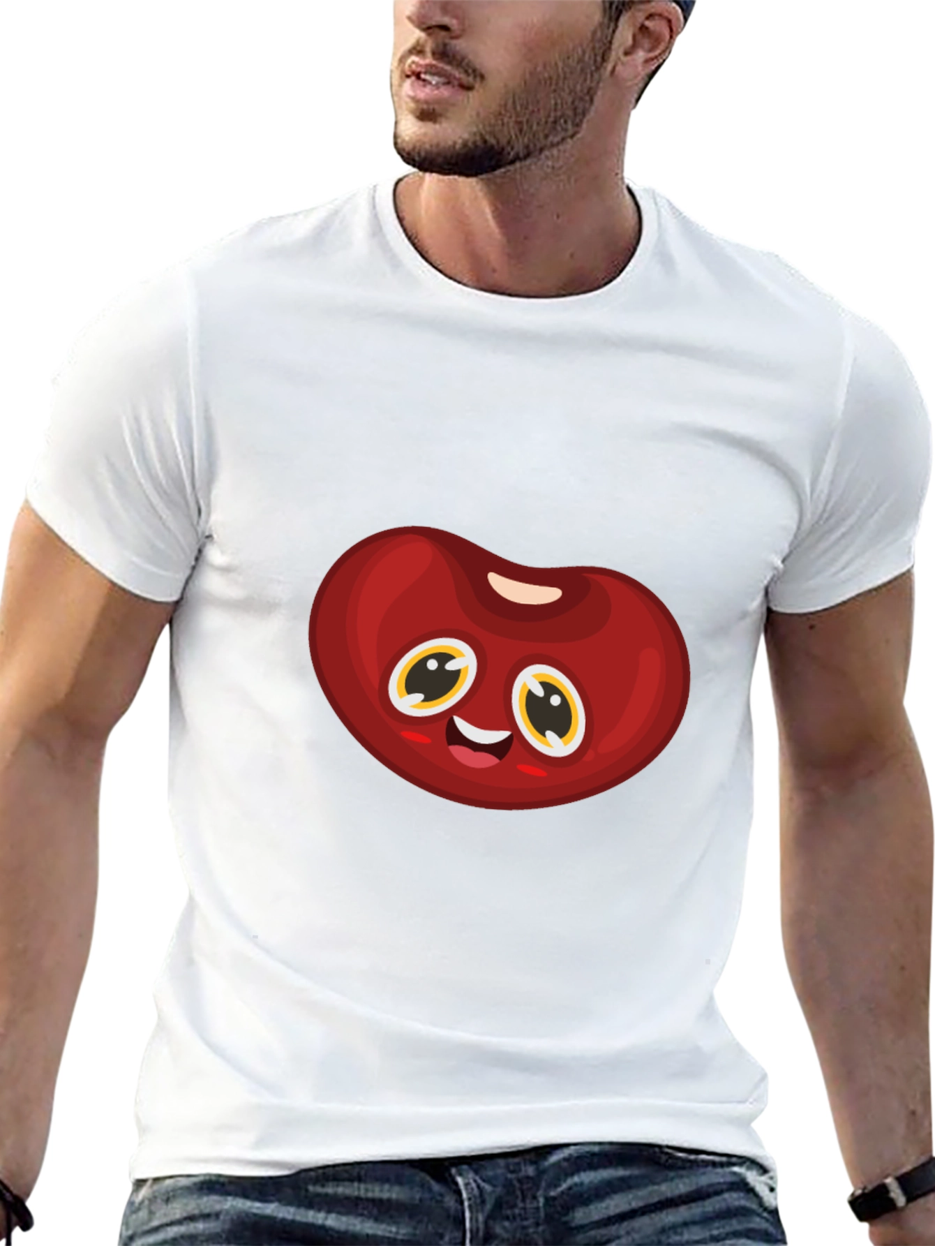 Cute Animated Bean Graphic Black T-Shirt