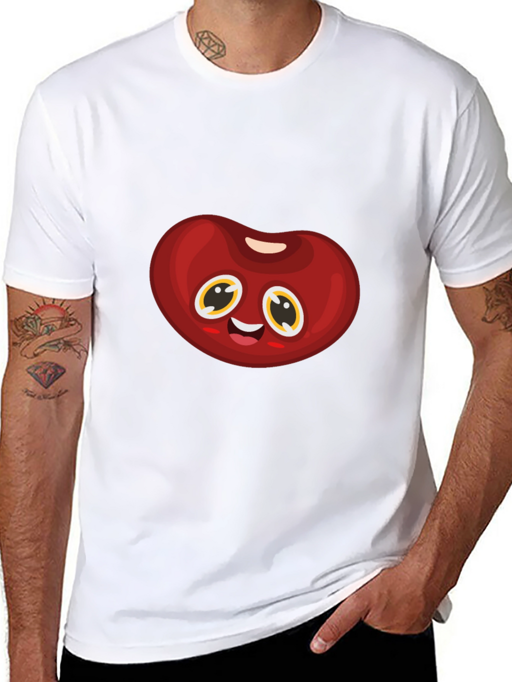 Cute Animated Bean Graphic Black T-Shirt