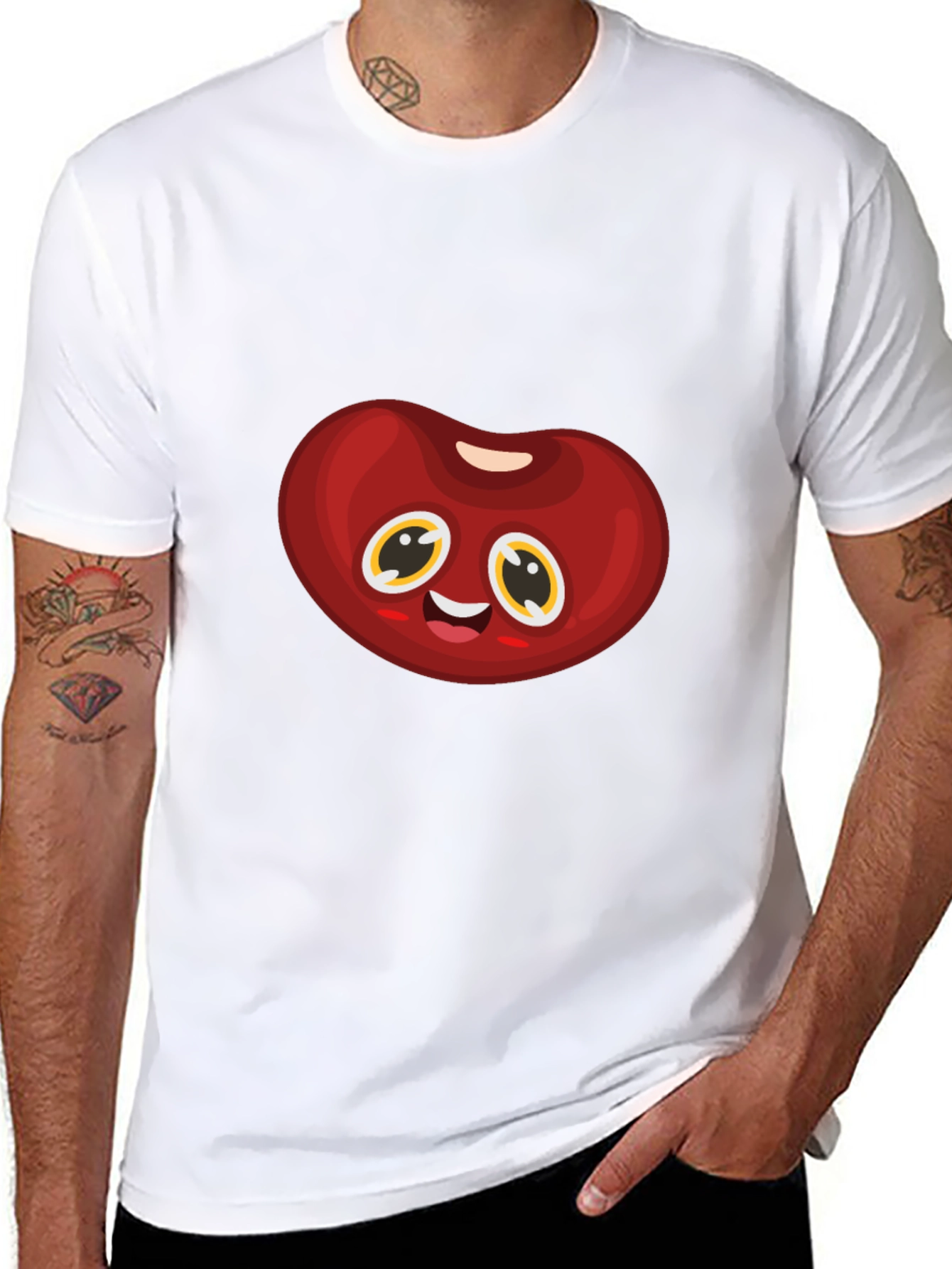 Cute Animated Bean Graphic Black T-Shirt