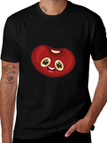 Cute Animated Bean Graphic Black T-Shirt