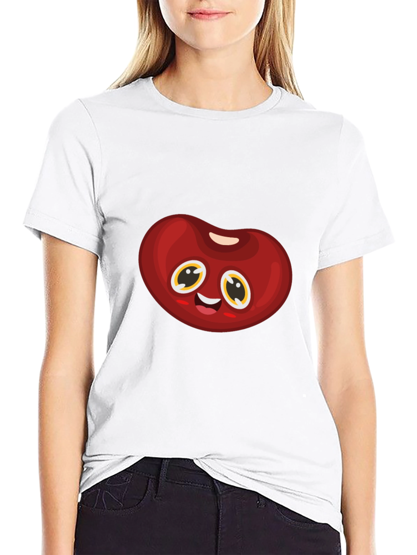 Cute Animated Bean Graphic Black T-Shirt